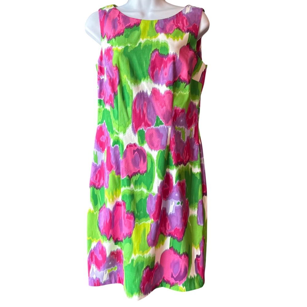 ALYX Dress‎ Sleeveless Shift Dress Pink Green Abstract Print Size 8 New With Tag